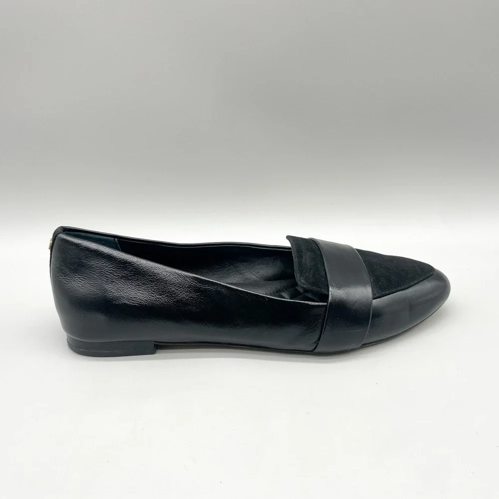 Birdies Womens 9 Sparrow Pointed Toe Loafers Black Leather Preppy Office Chic